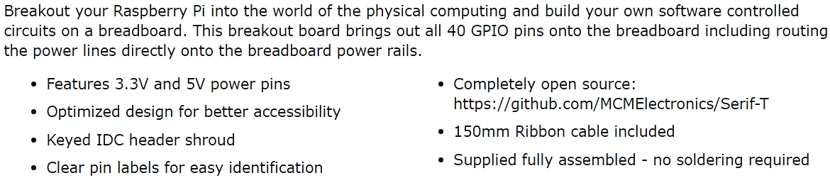 מתאם התחברות - RASPBERRY PI GPIO BREAKOUT BOARD TEXT